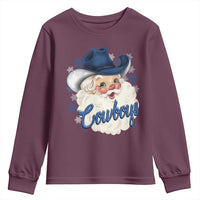 Christmas Cowboys Fan Youth Sweatshirt Funny Xmas American Football Blue Santa - Wonder Print Shop