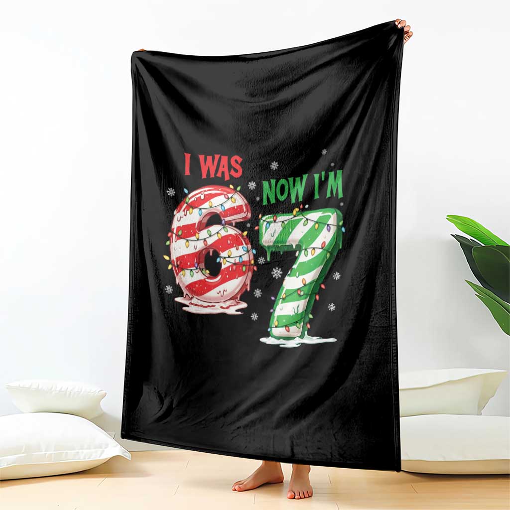 Funny 67 Meme 7 Year Old Birthday Christmas Throw Blanket I Was 6 Now I Am 7 Brainrot - Wonder Print Shop