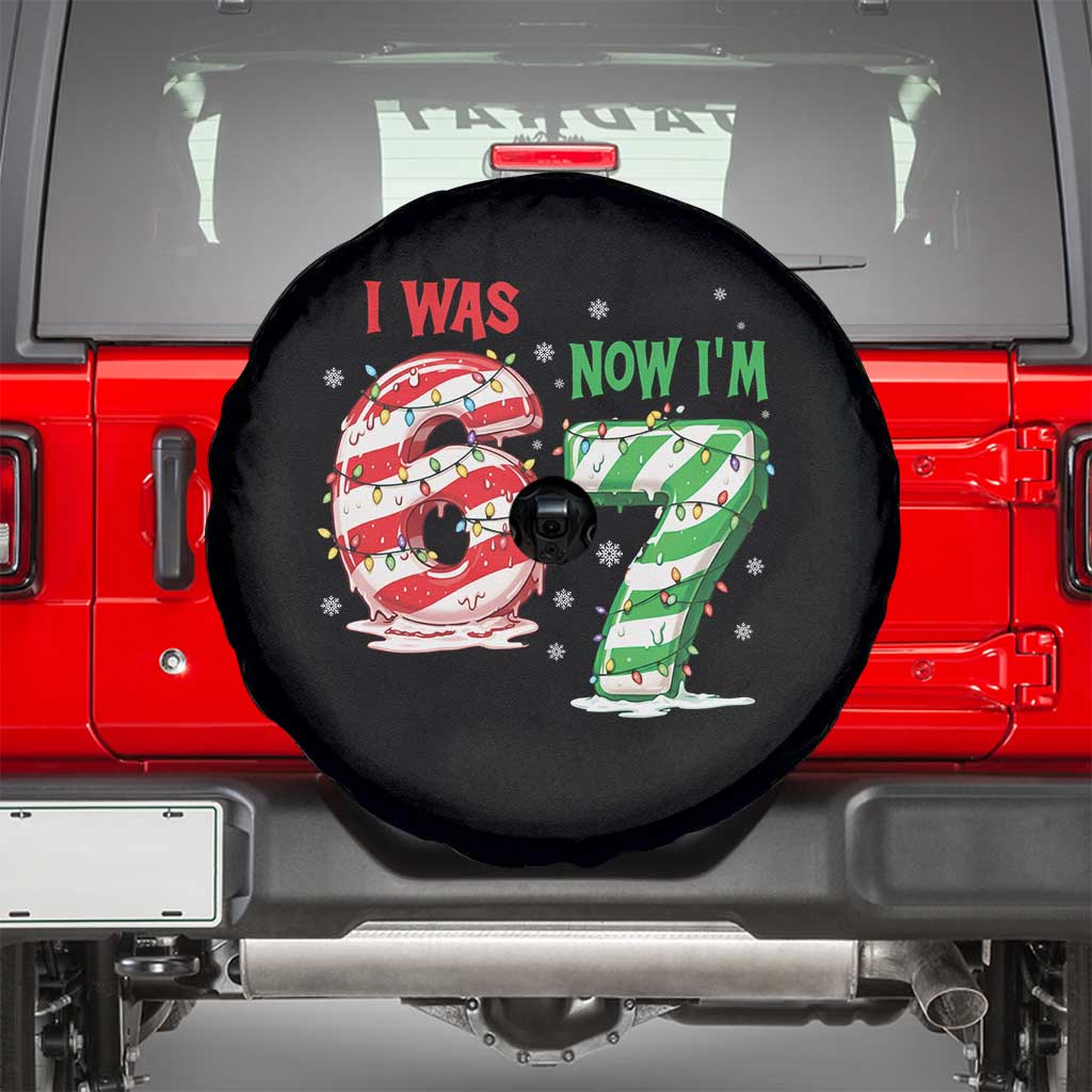 Funny 67 Meme 7 Year Old Birthday Christmas Spare Tire Cover I Was 6 Now I Am 7 Brainrot - Wonder Print Shop