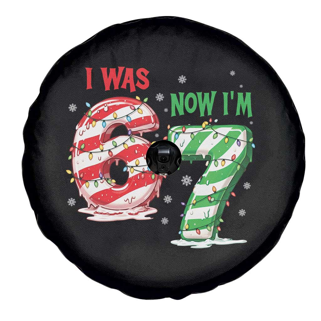 Funny 67 Meme 7 Year Old Birthday Christmas Spare Tire Cover I Was 6 Now I Am 7 Brainrot - Wonder Print Shop