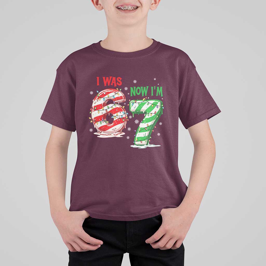 Funny 67 Meme 7 Year Old Birthday Christmas T Shirt For Kid I Was 6 Now I Am 7 Brainrot - Wonder Print Shop