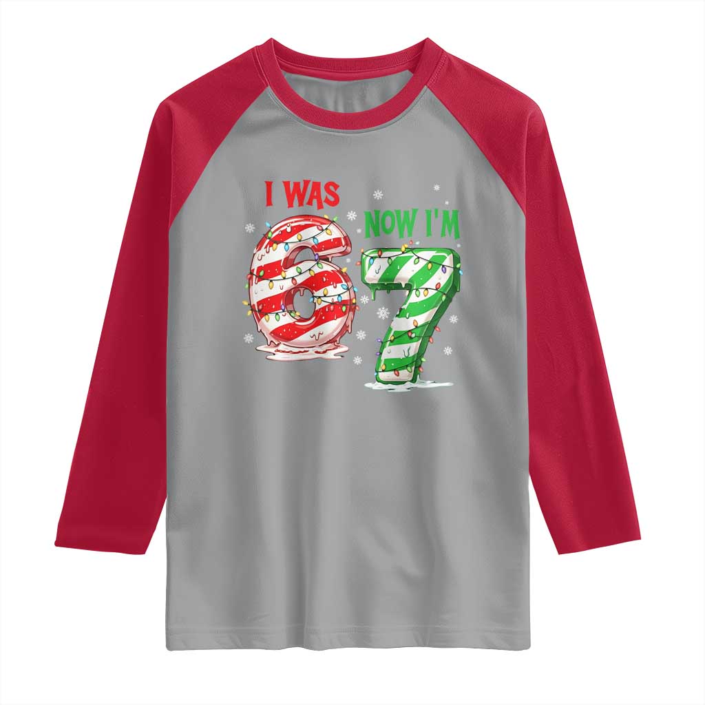 Funny 67 Meme 7 Year Old Birthday Christmas Raglan Shirt I Was 6 Now I Am 7 Brainrot - Wonder Print Shop