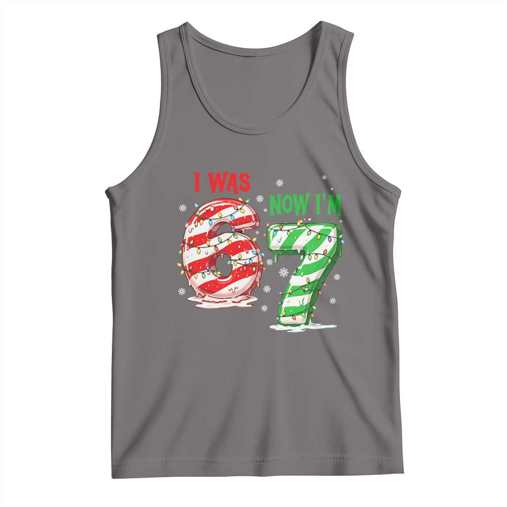 Funny 67 Meme 7 Year Old Birthday Christmas Tank Top I Was 6 Now I Am 7 Brainrot - Wonder Print Shop