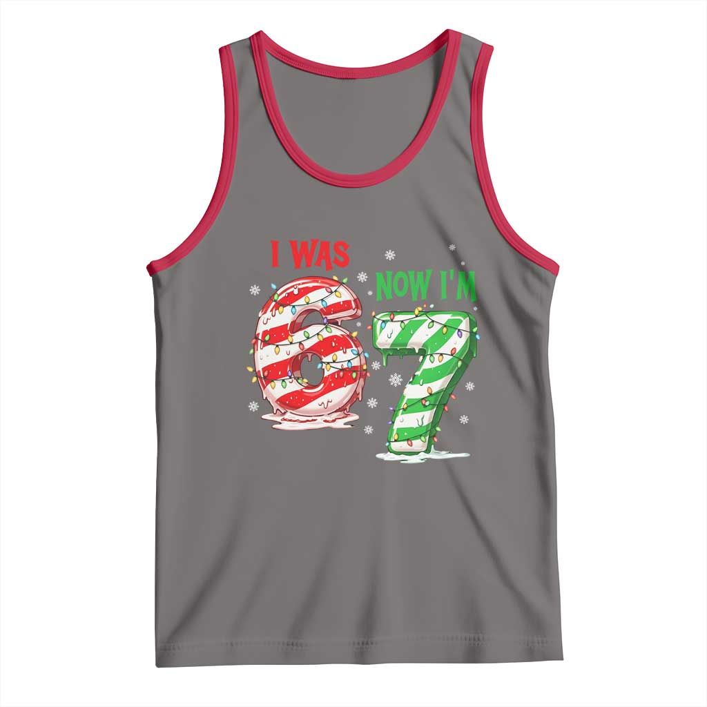 Funny 67 Meme 7 Year Old Birthday Christmas Tank Top I Was 6 Now I Am 7 Brainrot - Wonder Print Shop