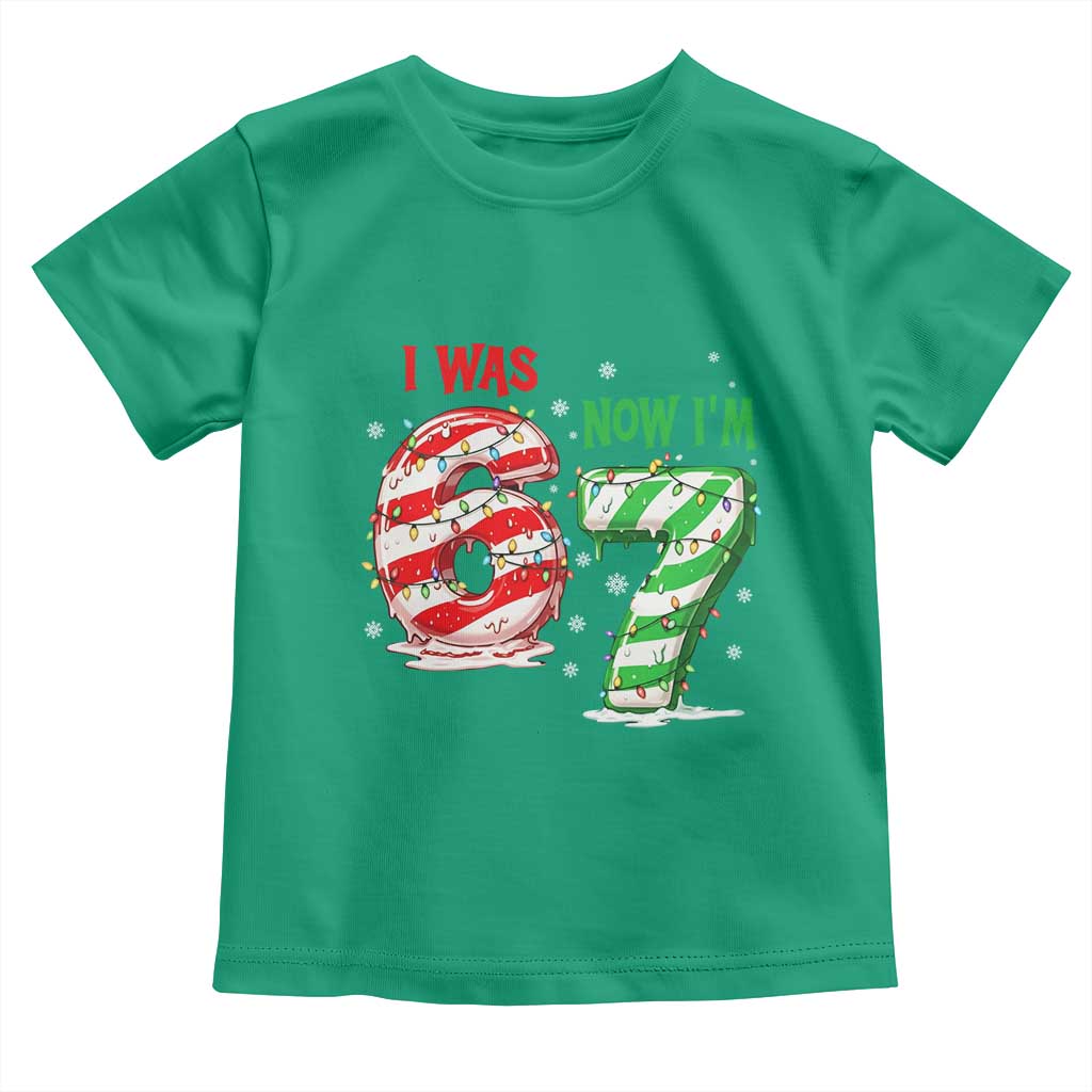 Funny 67 Meme 7 Year Old Birthday Christmas Toddler T Shirt I Was 6 Now I Am 7 Brainrot - Wonder Print Shop