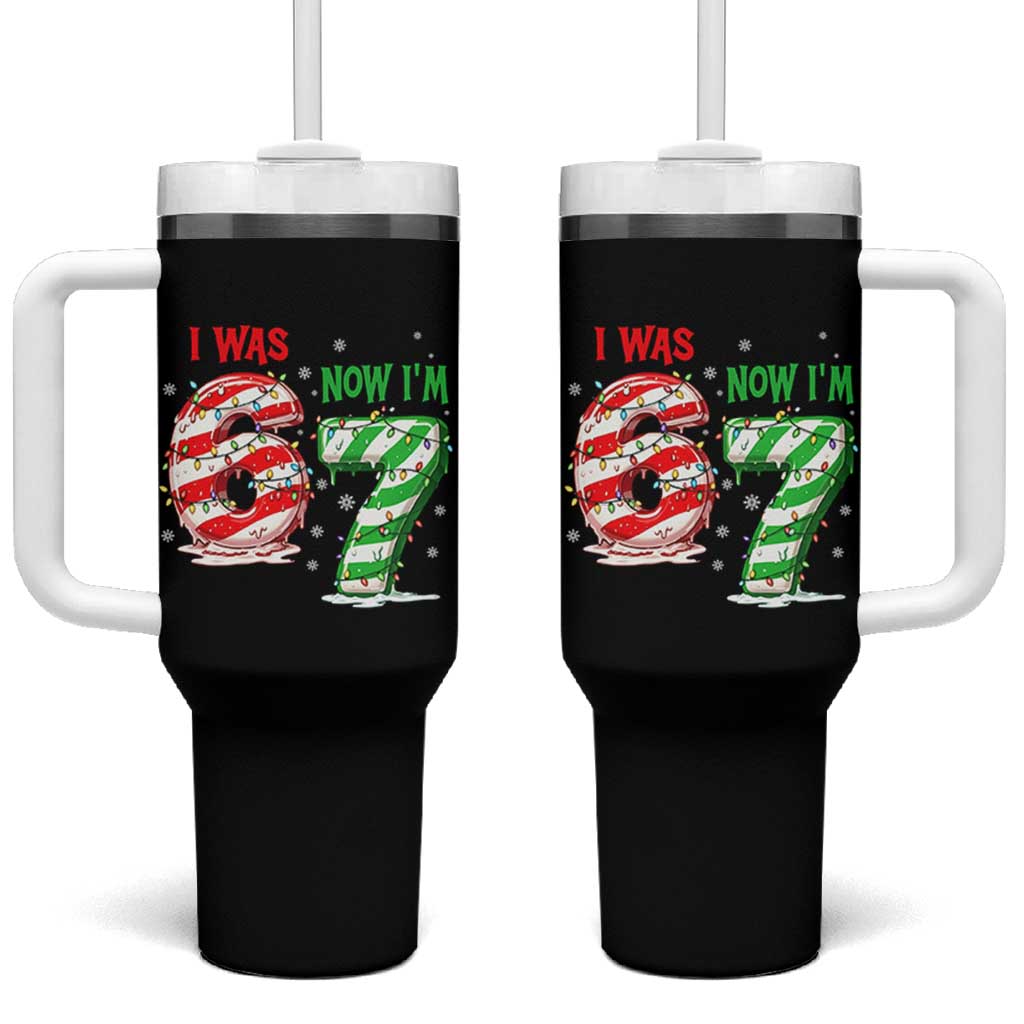 Funny 67 Meme 7 Year Old Birthday Christmas Tumbler With Handle I Was 6 Now I Am 7 Brainrot - Wonder Print Shop