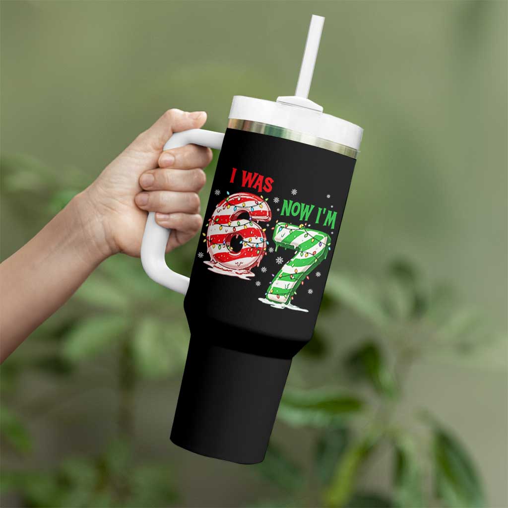 Funny 67 Meme 7 Year Old Birthday Christmas Tumbler With Handle I Was 6 Now I Am 7 Brainrot - Wonder Print Shop