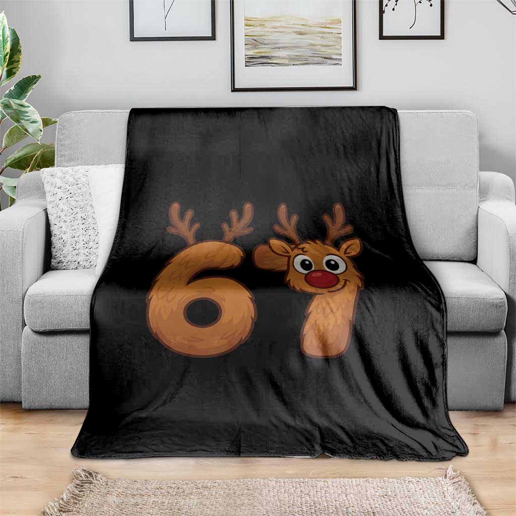 Funny 67 Christmas Reindeer Throw Blanket Six Seven Meme Xmas Holiday - Wonder Print Shop