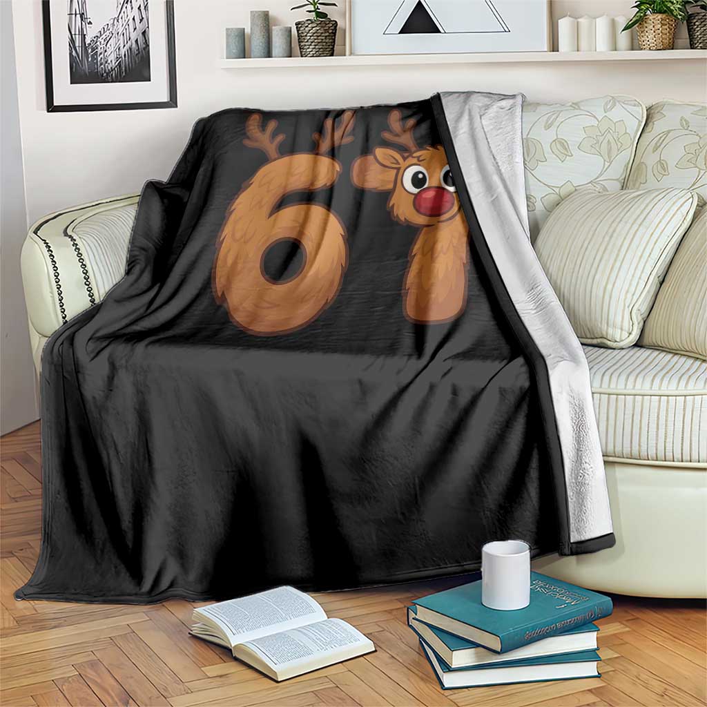 Funny 67 Christmas Reindeer Throw Blanket Six Seven Meme Xmas Holiday - Wonder Print Shop