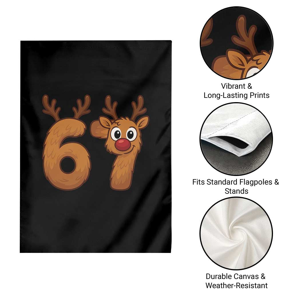 Funny 67 Christmas Reindeer Garden Flag Six Seven Meme Xmas Holiday - Wonder Print Shop