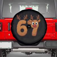 Funny 67 Christmas Reindeer Spare Tire Cover Six Seven Meme Xmas Holiday - Wonder Print Shop