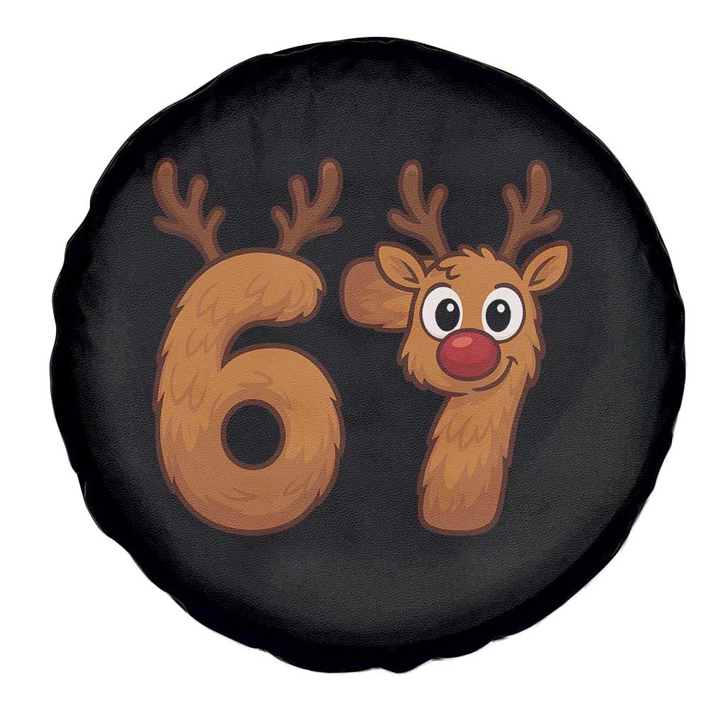Funny 67 Christmas Reindeer Spare Tire Cover Six Seven Meme Xmas Holiday - Wonder Print Shop