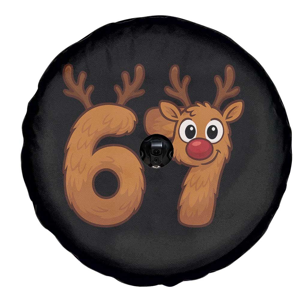 Funny 67 Christmas Reindeer Spare Tire Cover Six Seven Meme Xmas Holiday - Wonder Print Shop