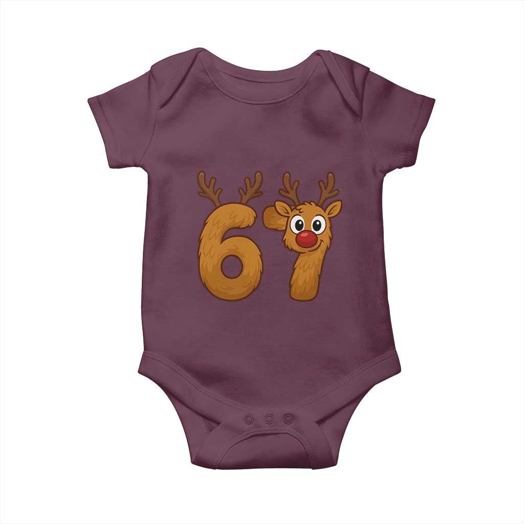 Funny 67 Christmas Reindeer Baby Onesie Six Seven Meme Xmas Holiday - Wonder Print Shop