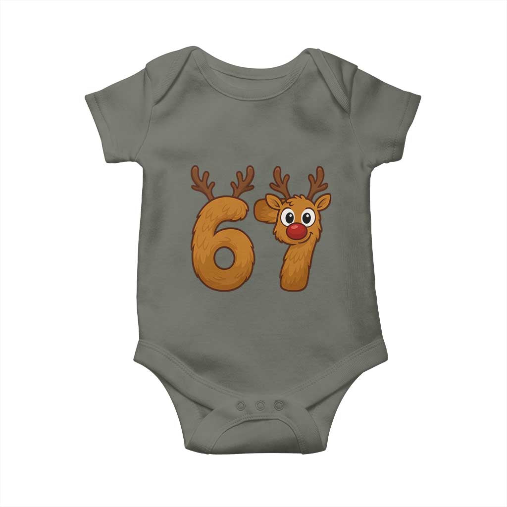 Funny 67 Christmas Reindeer Baby Onesie Six Seven Meme Xmas Holiday - Wonder Print Shop