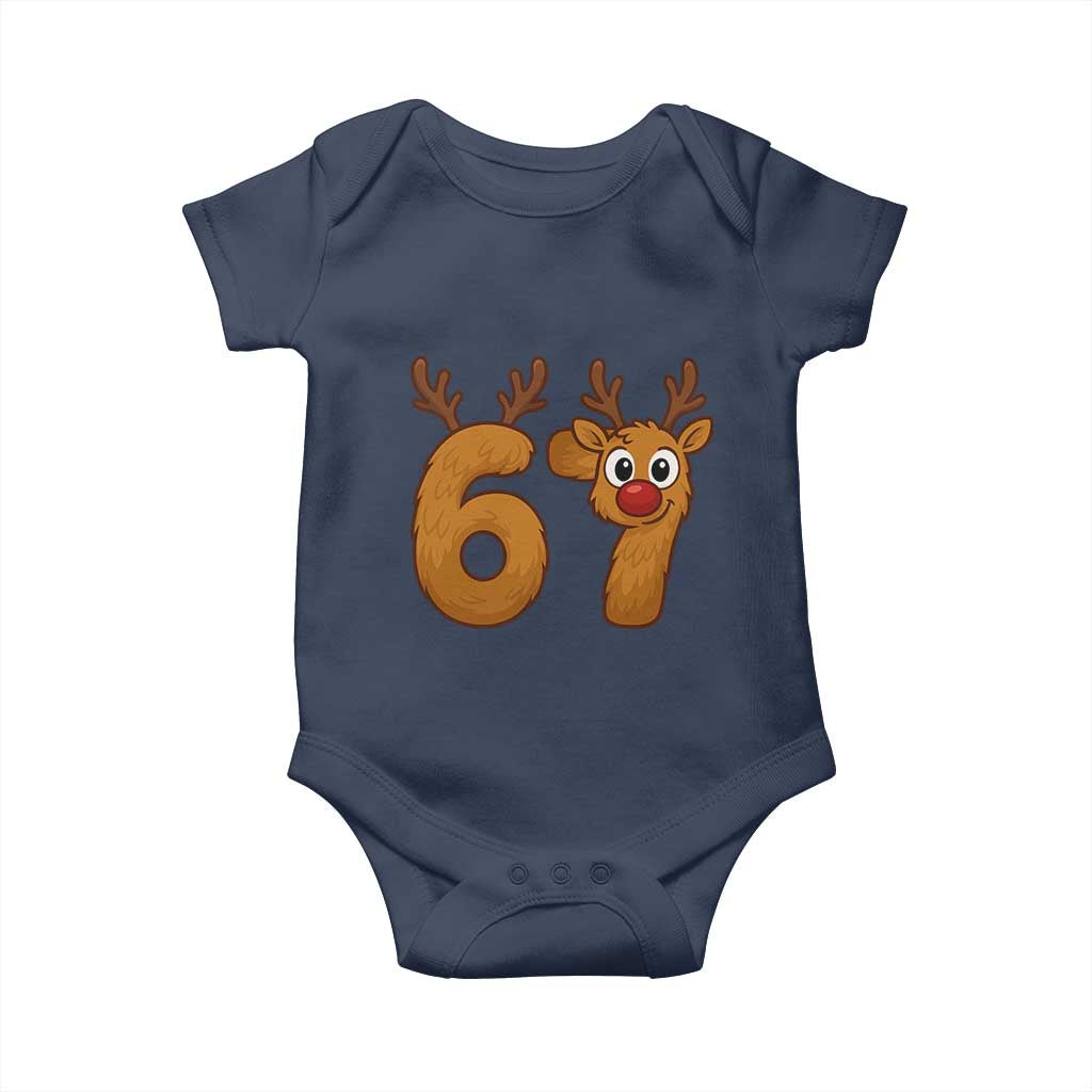 Funny 67 Christmas Reindeer Baby Onesie Six Seven Meme Xmas Holiday - Wonder Print Shop