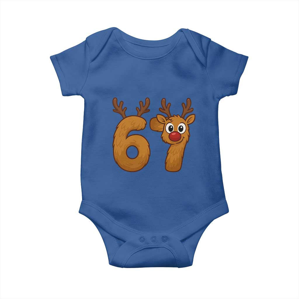 Funny 67 Christmas Reindeer Baby Onesie Six Seven Meme Xmas Holiday - Wonder Print Shop