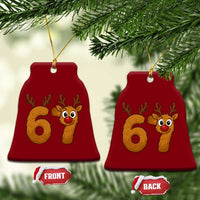 Funny 67 Christmas Reindeer Ceramic Ornament Six Seven Meme Xmas Holiday - Wonder Print Shop