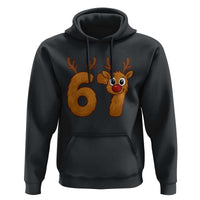 Funny 67 Christmas Reindeer Hoodie Six Seven Meme Xmas Holiday - Wonder Print Shop
