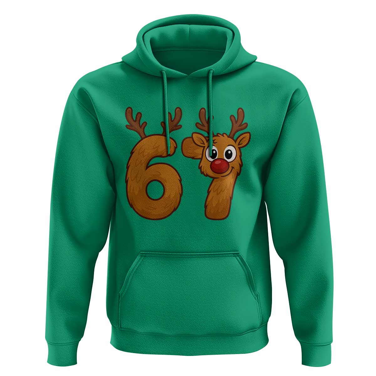 Funny 67 Christmas Reindeer Hoodie Six Seven Meme Xmas Holiday - Wonder Print Shop