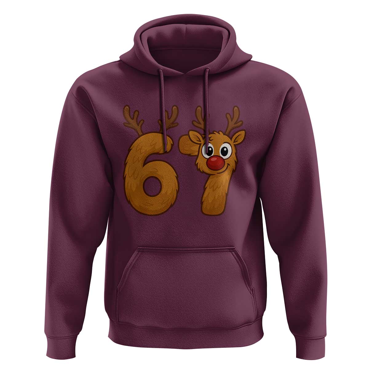 Funny 67 Christmas Reindeer Hoodie Six Seven Meme Xmas Holiday - Wonder Print Shop