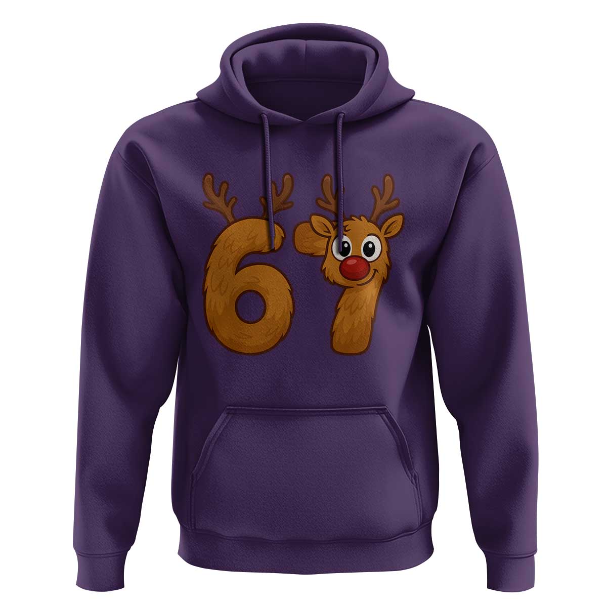 Funny 67 Christmas Reindeer Hoodie Six Seven Meme Xmas Holiday - Wonder Print Shop