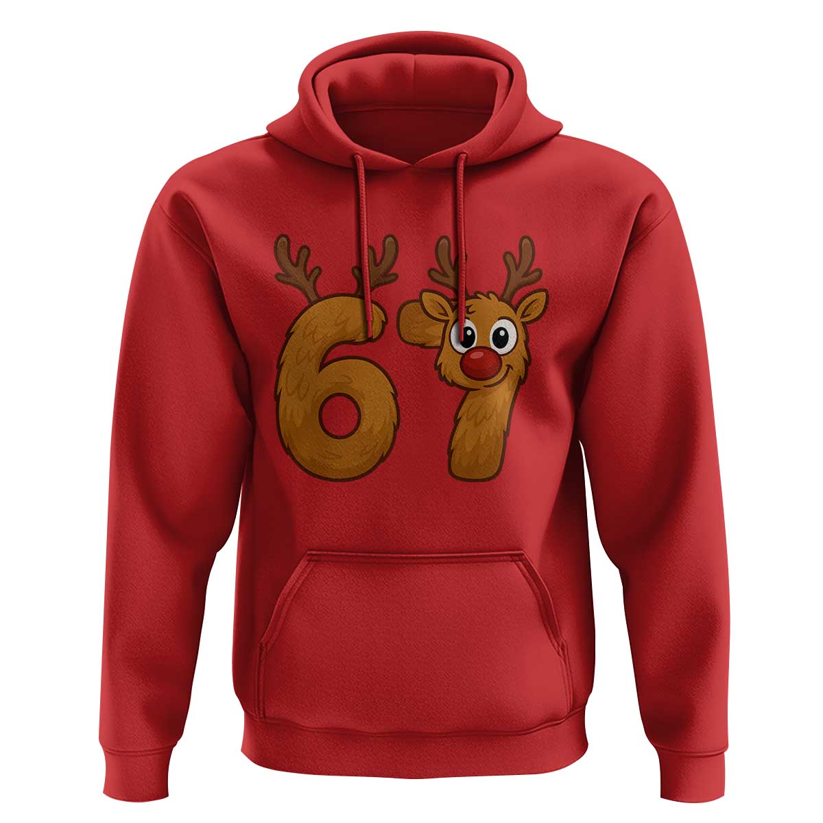 Funny 67 Christmas Reindeer Hoodie Six Seven Meme Xmas Holiday - Wonder Print Shop