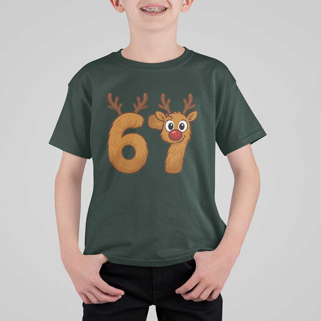Funny 67 Christmas Reindeer T Shirt For Kid Six Seven Meme Xmas Holiday - Wonder Print Shop