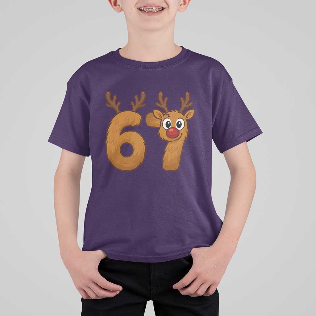 Funny 67 Christmas Reindeer T Shirt For Kid Six Seven Meme Xmas Holiday - Wonder Print Shop