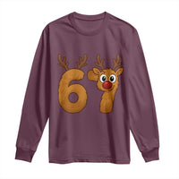 Funny 67 Christmas Reindeer Long Sleeve Shirt Six Seven Meme Xmas Holiday - Wonder Print Shop