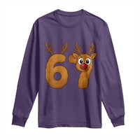 Funny 67 Christmas Reindeer Long Sleeve Shirt Six Seven Meme Xmas Holiday - Wonder Print Shop