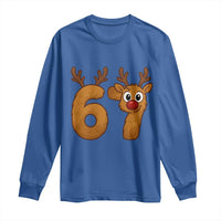 Funny 67 Christmas Reindeer Long Sleeve Shirt Six Seven Meme Xmas Holiday - Wonder Print Shop