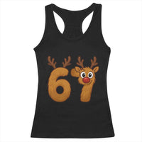 Funny 67 Christmas Reindeer Racerback Tank Top Six Seven Meme Xmas Holiday - Wonder Print Shop