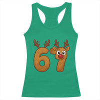Funny 67 Christmas Reindeer Racerback Tank Top Six Seven Meme Xmas Holiday - Wonder Print Shop