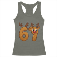 Funny 67 Christmas Reindeer Racerback Tank Top Six Seven Meme Xmas Holiday - Wonder Print Shop