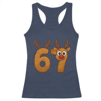 Funny 67 Christmas Reindeer Racerback Tank Top Six Seven Meme Xmas Holiday - Wonder Print Shop
