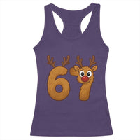 Funny 67 Christmas Reindeer Racerback Tank Top Six Seven Meme Xmas Holiday - Wonder Print Shop