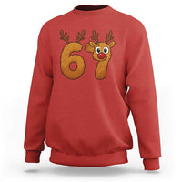 Funny 67 Christmas Reindeer Sweatshirt Six Seven Meme Xmas Holiday - Wonder Print Shop
