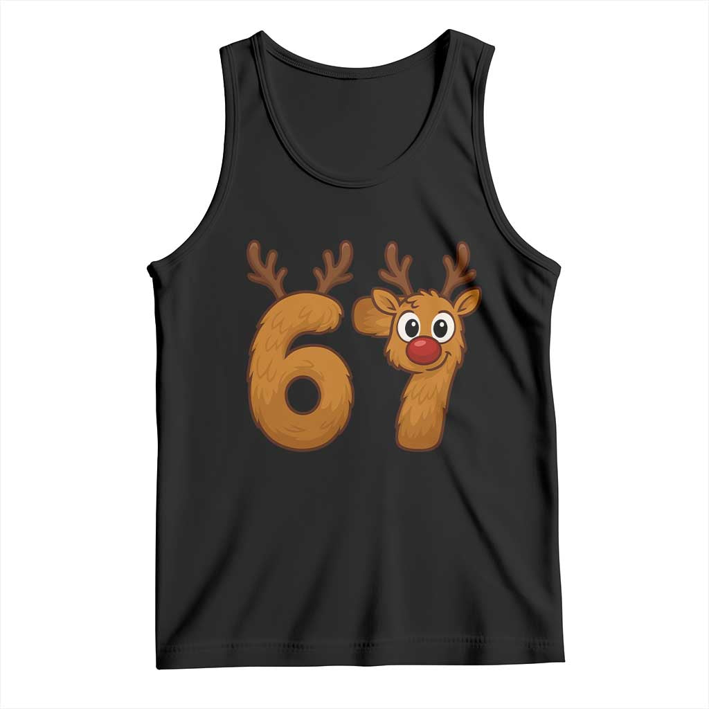 Funny 67 Christmas Reindeer Tank Top Six Seven Meme Xmas Holiday - Wonder Print Shop