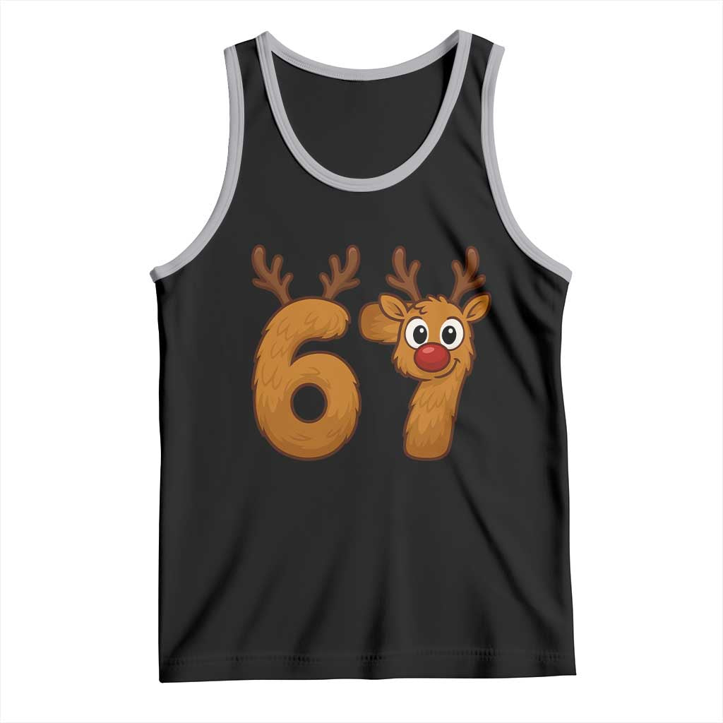 Funny 67 Christmas Reindeer Tank Top Six Seven Meme Xmas Holiday - Wonder Print Shop
