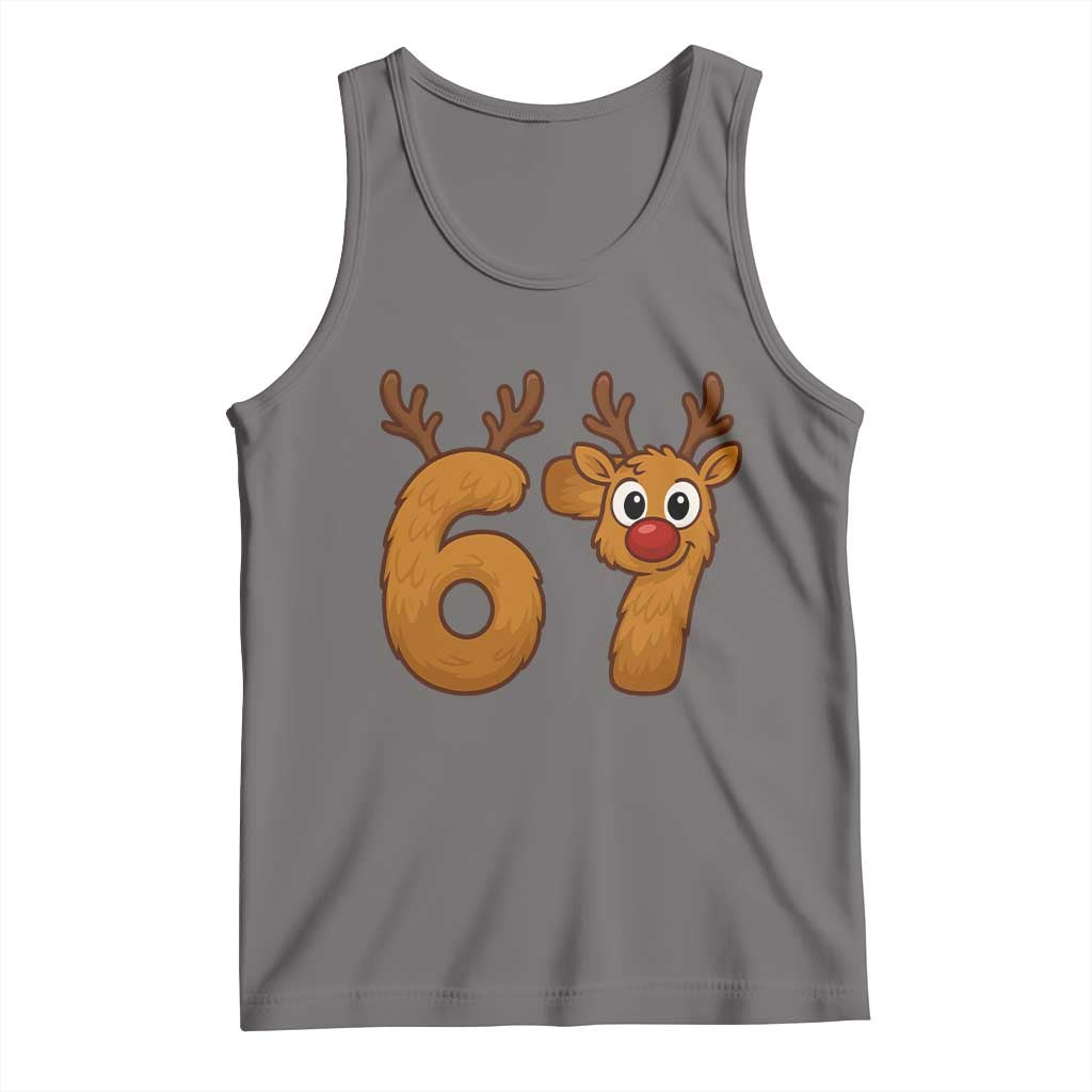 Funny 67 Christmas Reindeer Tank Top Six Seven Meme Xmas Holiday - Wonder Print Shop