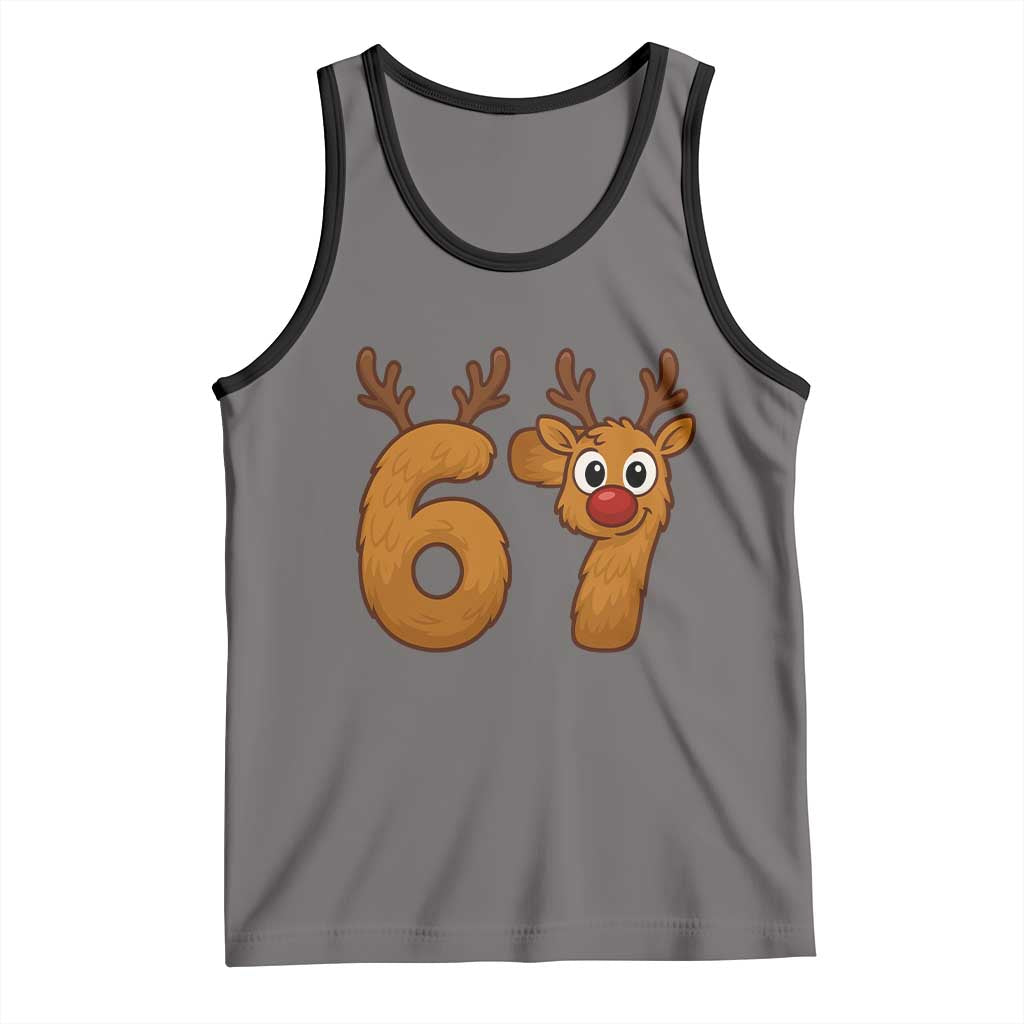 Funny 67 Christmas Reindeer Tank Top Six Seven Meme Xmas Holiday - Wonder Print Shop
