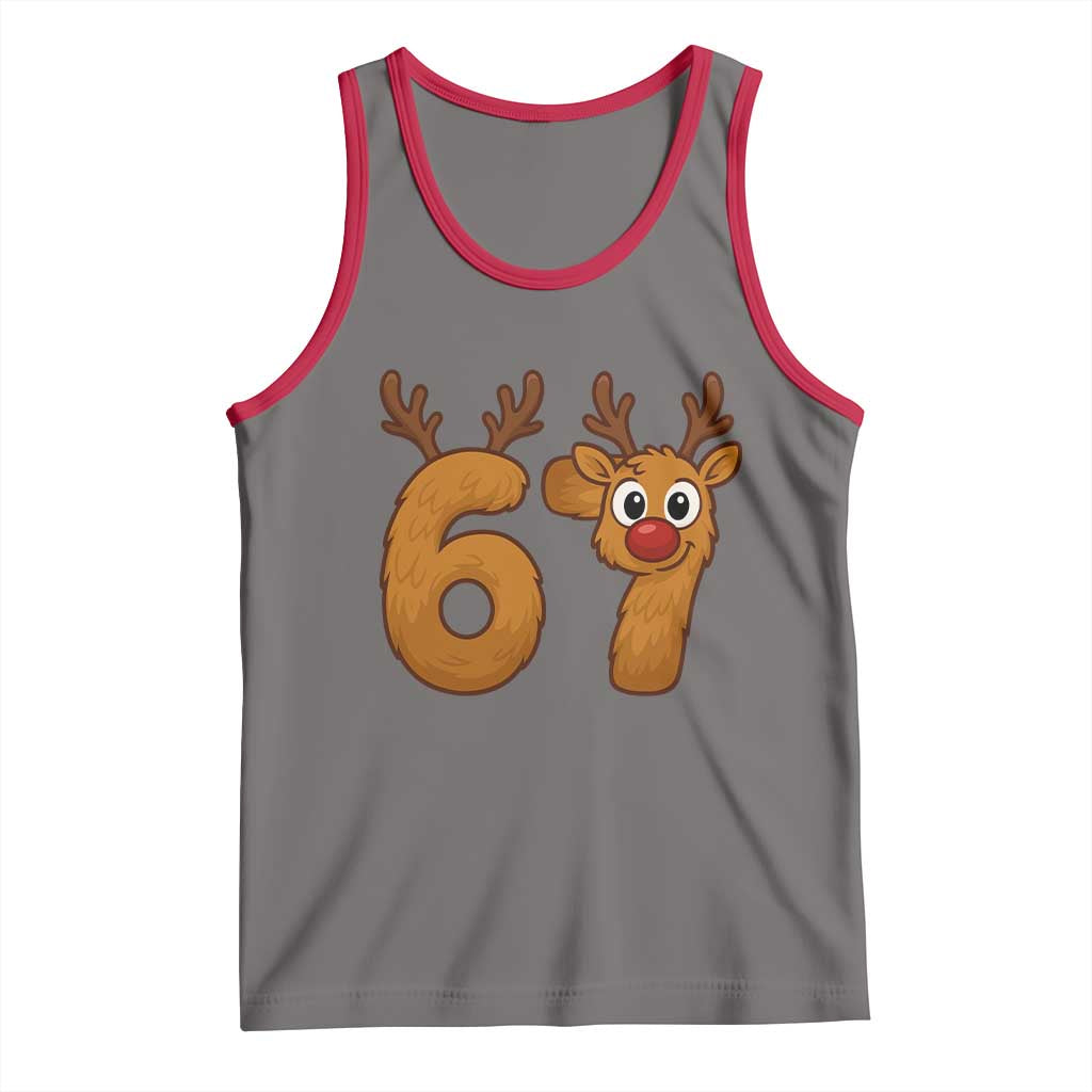 Funny 67 Christmas Reindeer Tank Top Six Seven Meme Xmas Holiday - Wonder Print Shop
