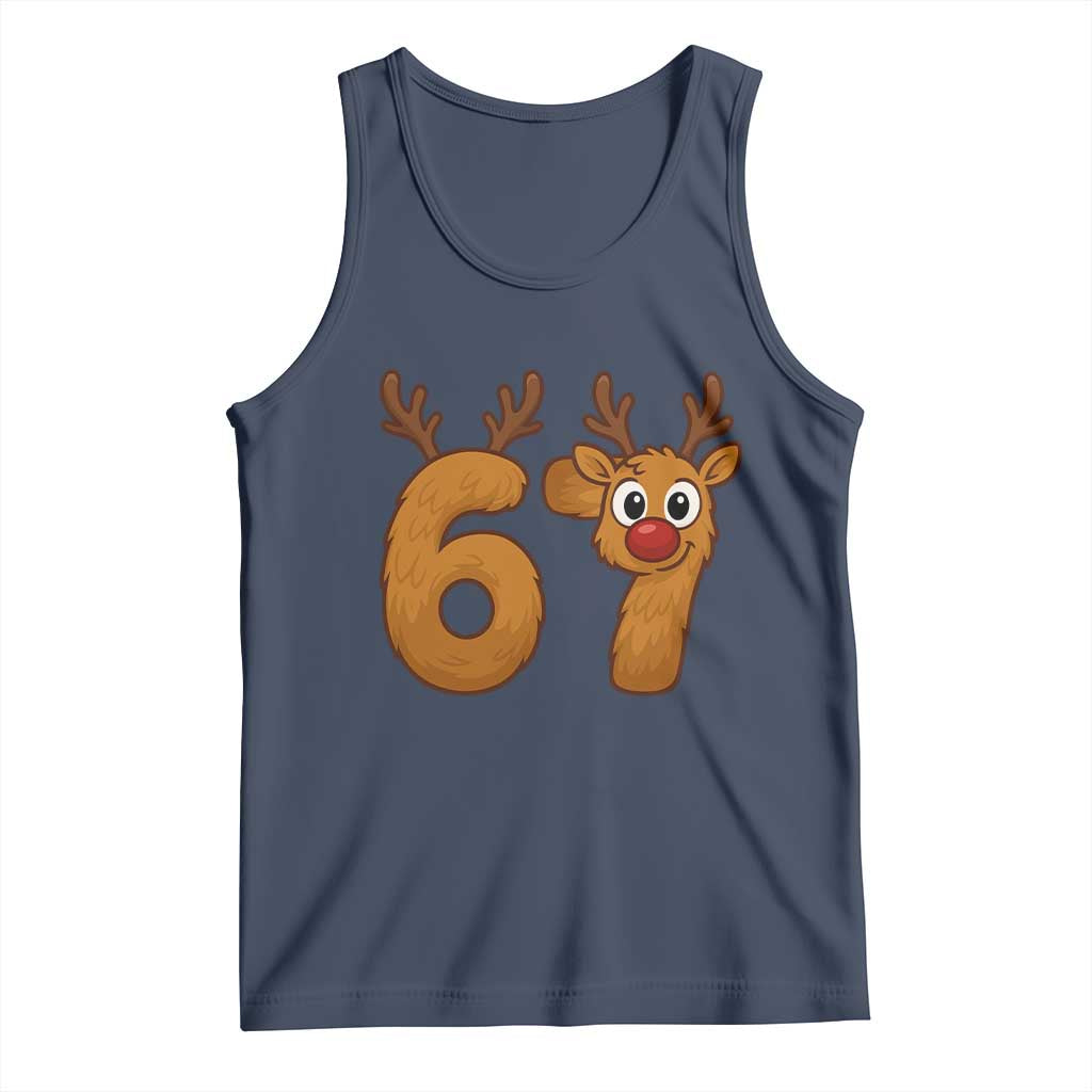 Funny 67 Christmas Reindeer Tank Top Six Seven Meme Xmas Holiday - Wonder Print Shop