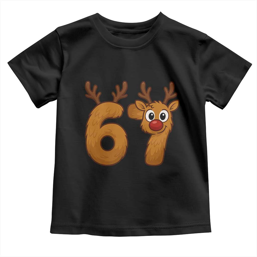 Funny 67 Christmas Reindeer Toddler T Shirt Six Seven Meme Xmas Holiday - Wonder Print Shop