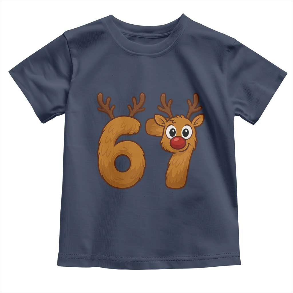Funny 67 Christmas Reindeer Toddler T Shirt Six Seven Meme Xmas Holiday - Wonder Print Shop