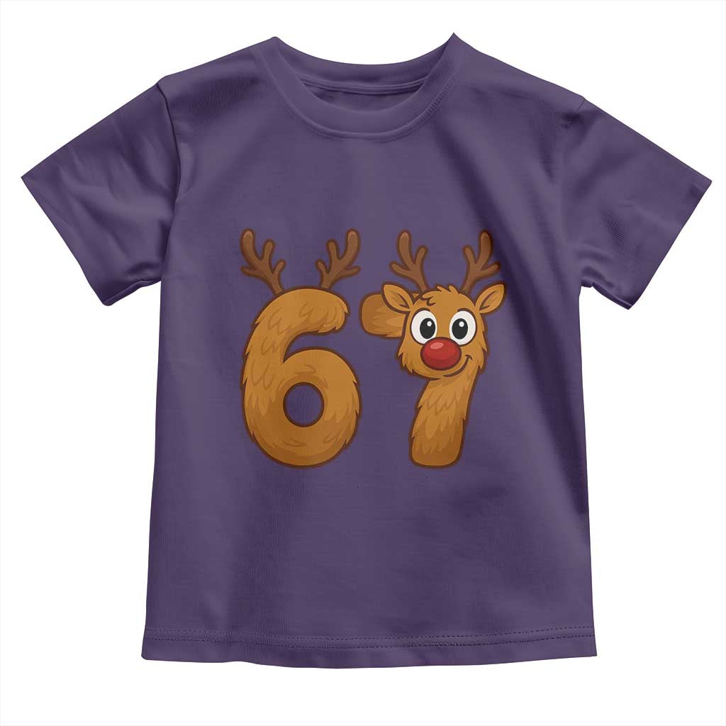 Funny 67 Christmas Reindeer Toddler T Shirt Six Seven Meme Xmas Holiday - Wonder Print Shop