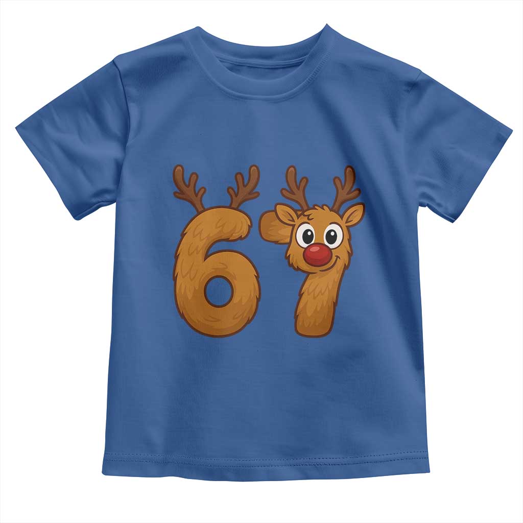 Funny 67 Christmas Reindeer Toddler T Shirt Six Seven Meme Xmas Holiday - Wonder Print Shop