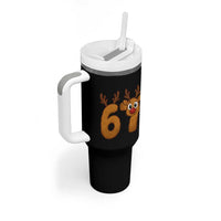 Funny 67 Christmas Reindeer Tumbler With Handle Six Seven Meme Xmas Holiday - Wonder Print Shop