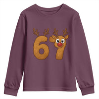 Funny 67 Christmas Reindeer Youth Sweatshirt Six Seven Meme Xmas Holiday - Wonder Print Shop
